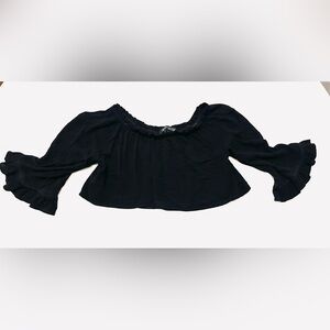 Black off shoulder crop top size medium